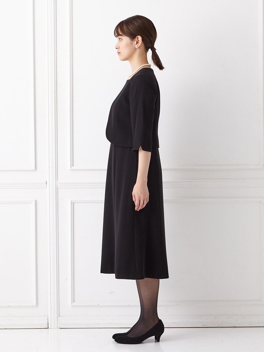 喪服・礼服】ブラックフォーマルアンサンブル（ウエスト切り替えノー