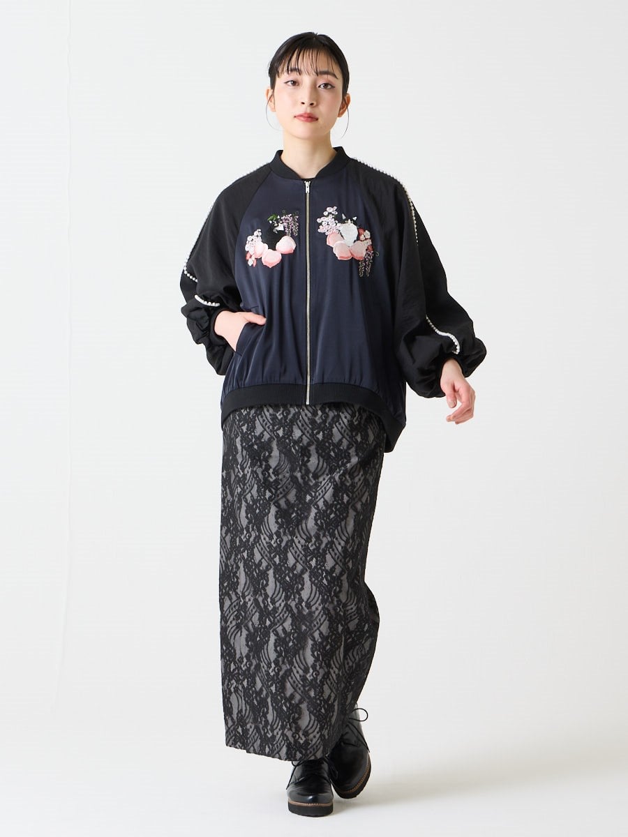 桃源郷 猫刺繍スカジャン(FREE ブラック): ふりふ ｜ミマツグループ