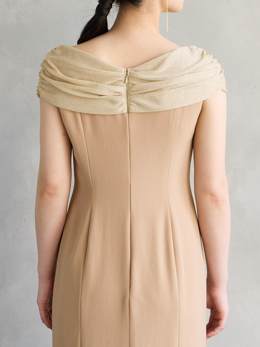 WEB/Aimer Acret店限定】ラメニット×ツイルオフショルダードレス(M