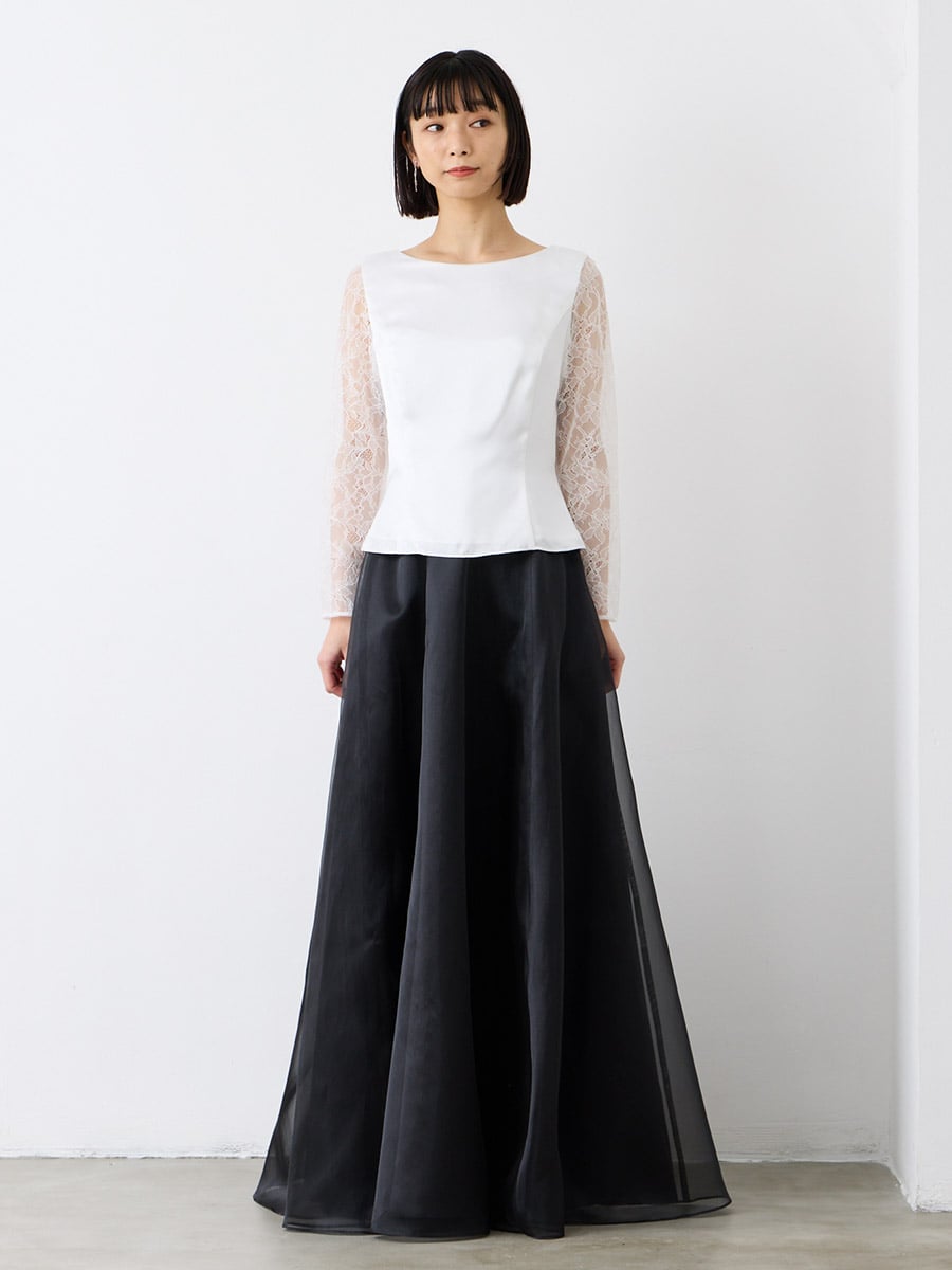 シャンブレーオーガンジーフレアスカート(9号 ブラック): AIMER | エメ