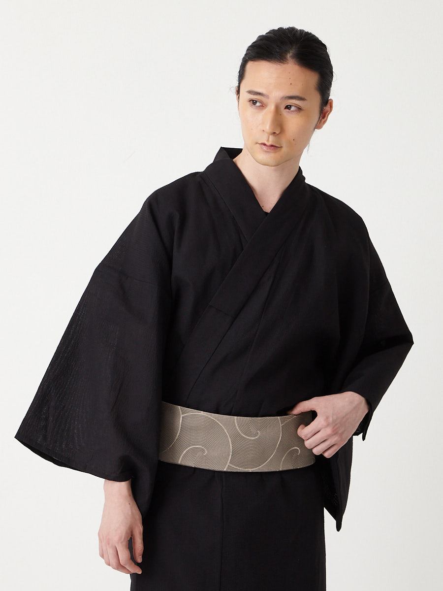 浴衣単品「 メンズ綿麻しじら浴衣 」(M ライトグレー): ふりふ