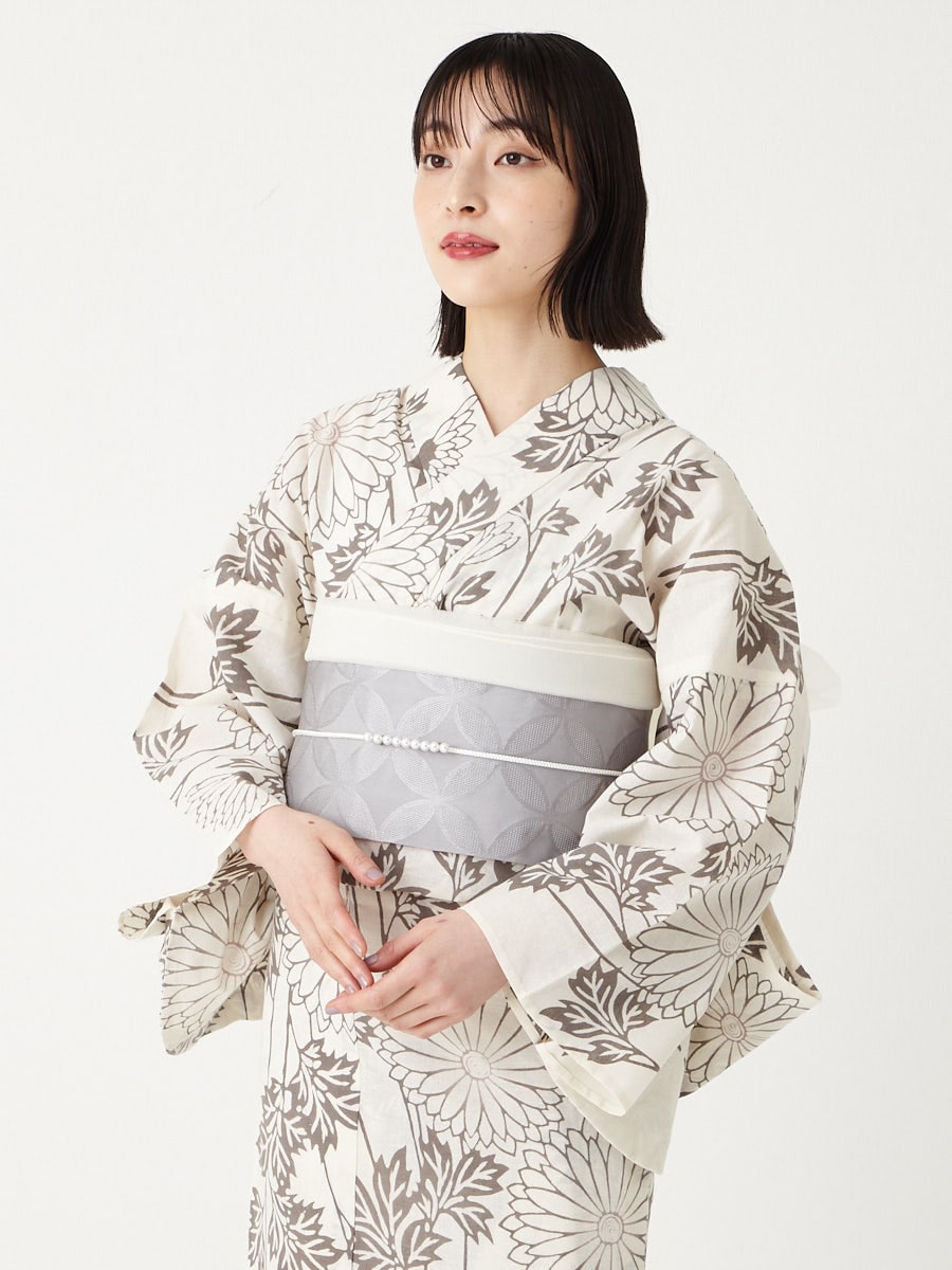 浴衣単品「 注染 菊 」(FREE ホワイト): ふりふ ｜ミマツグループ