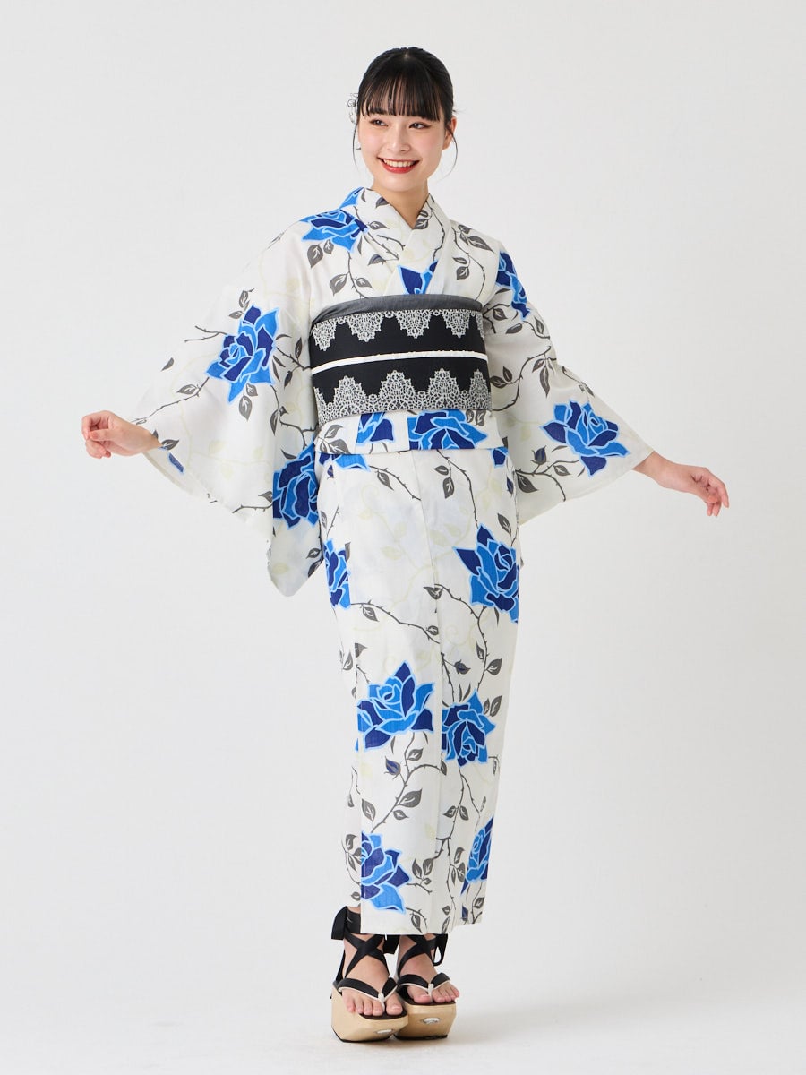 浴衣単品「 NaturalFurifu 青薔薇 」(FREE ブルー): ふりふ ｜ミマツ