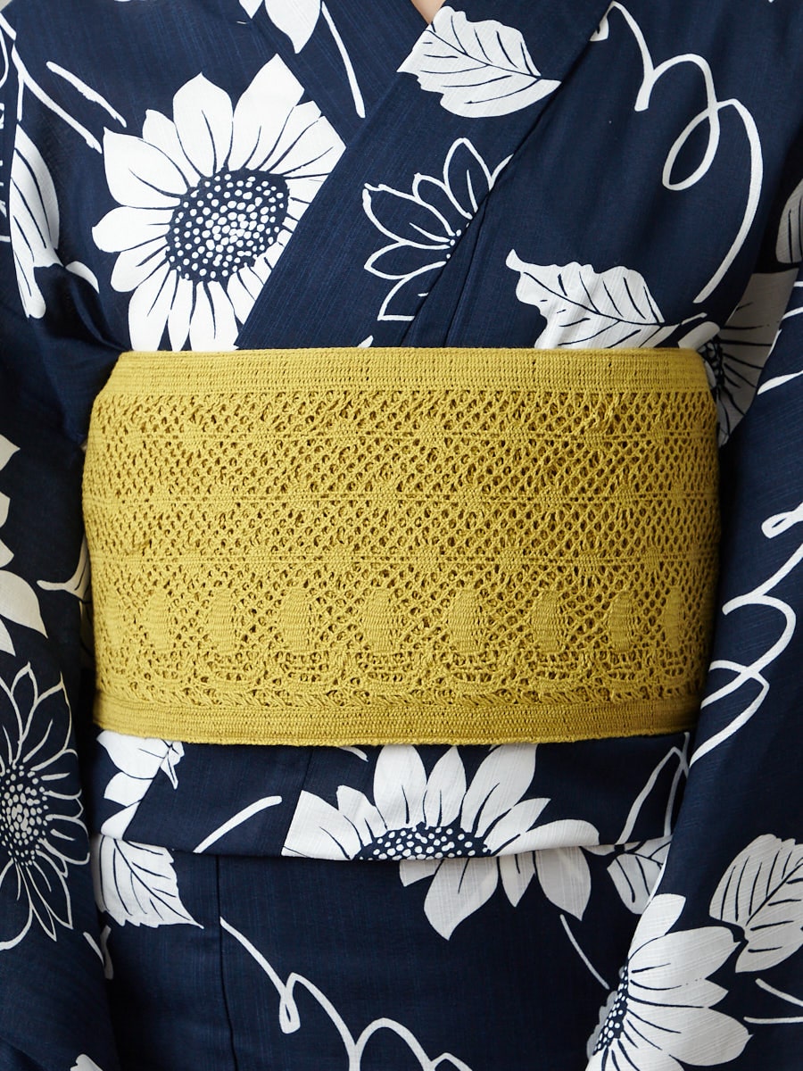 WEB限定】 ひまわり浴衣3点セット（浴衣+半巾帯+着付け冊子）(FREE