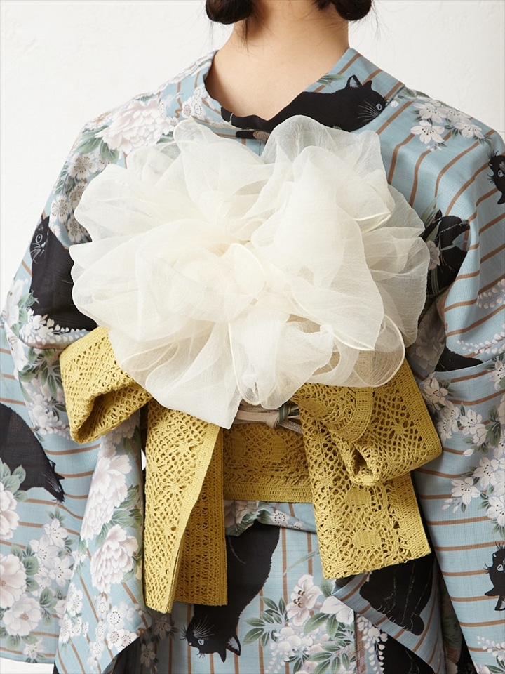 残りわずか】浴衣単品「あじさいボーダー」～Natural Furifu