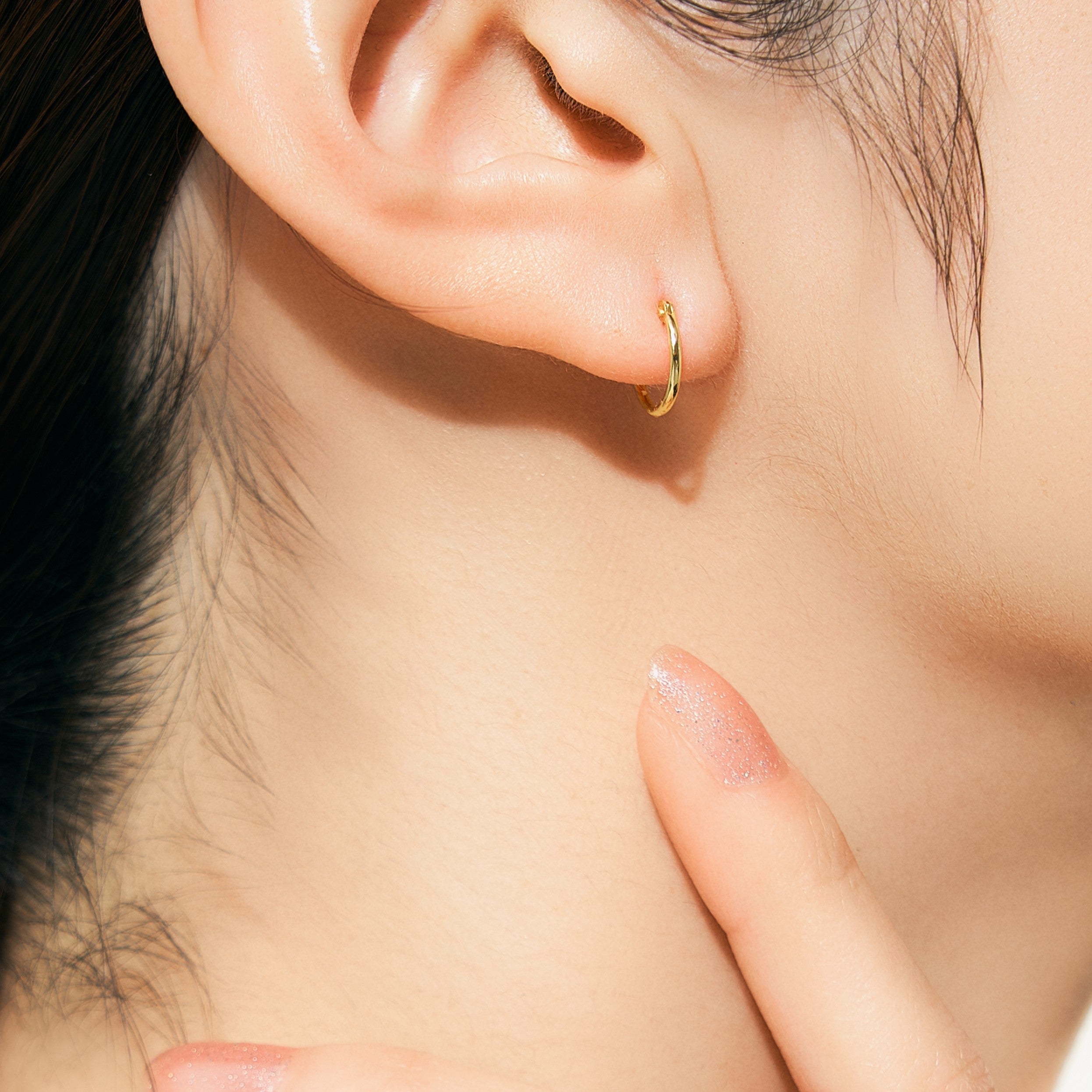 K18 フープピアス 極細- me.（エムイードット）