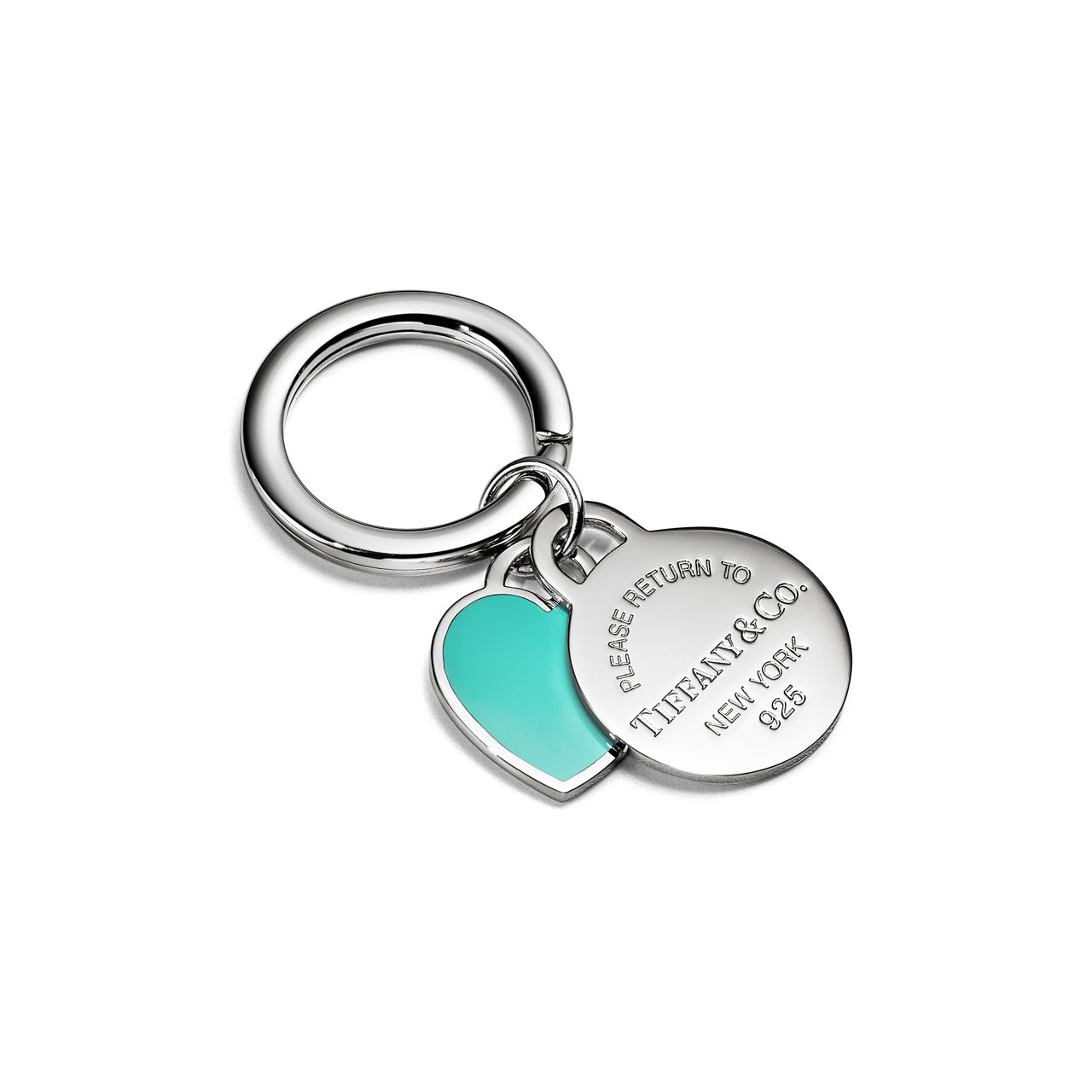 Return to Tiffany™:Round and Heart Tag Keyring in Silver with