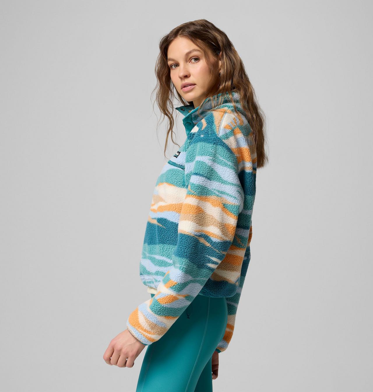 Women's Helvetia II Printed Cropped Half Snap Fleece Pullover