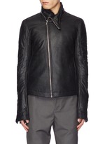 RICK OWENS | 'Mollino' slant zip leather biker jacket | Men | Lane
