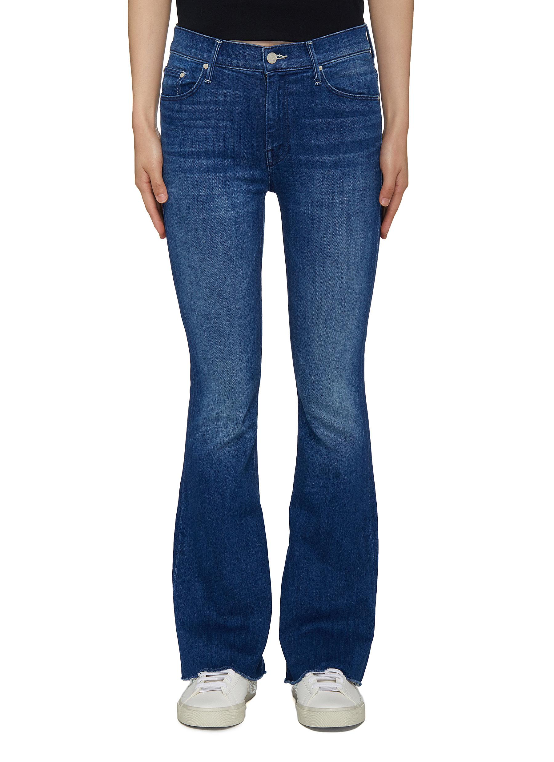MOTHER | The Weekender' Heart Print Flare Frayed Hem Denim Jeans