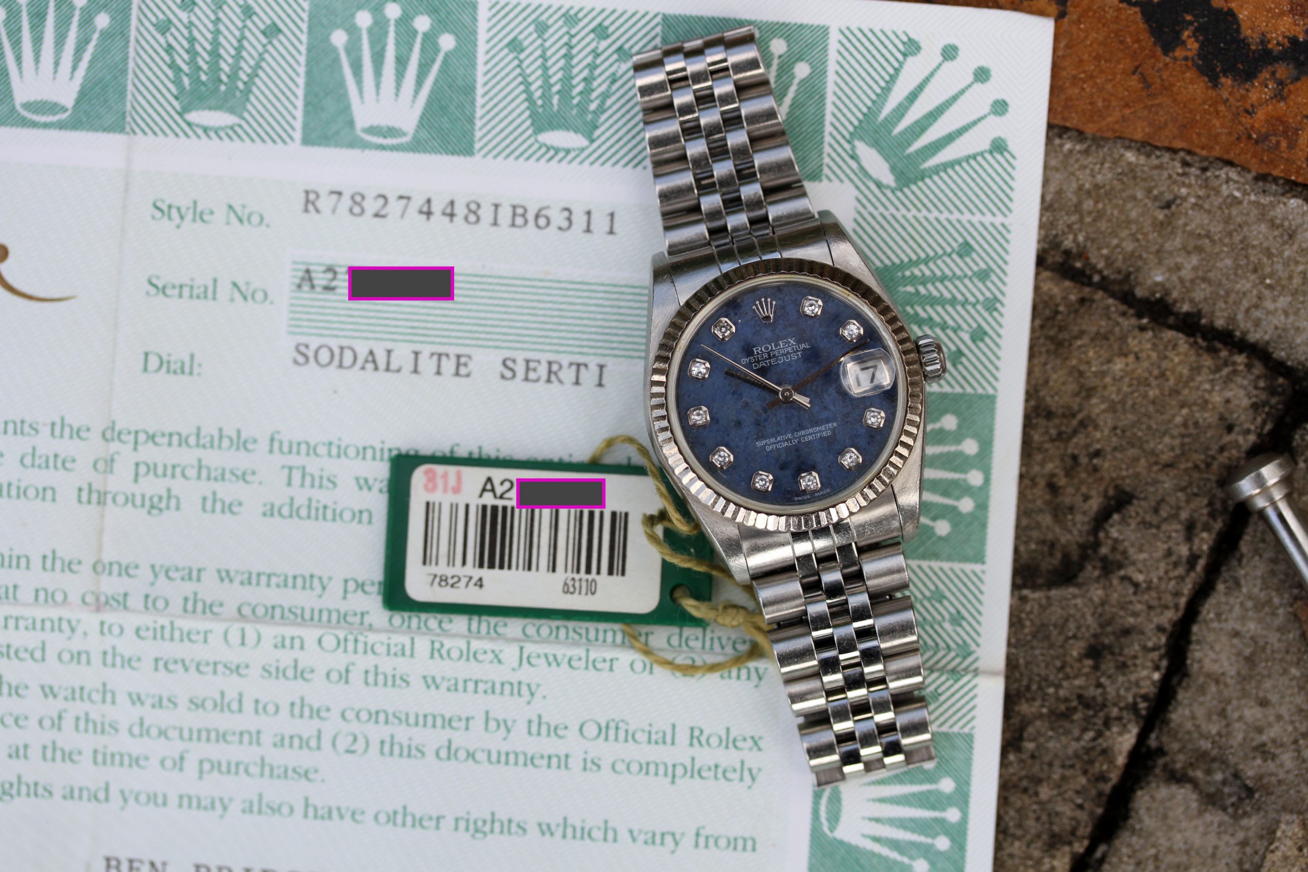 1999 Rolex DateJust ref. 78274 MidSize 31mm “Factory Sodalite