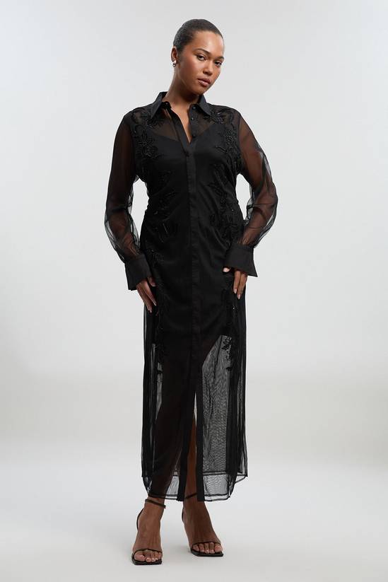 Dresses | Archive Plus Size Mesh Embellished Embroidered Sheer