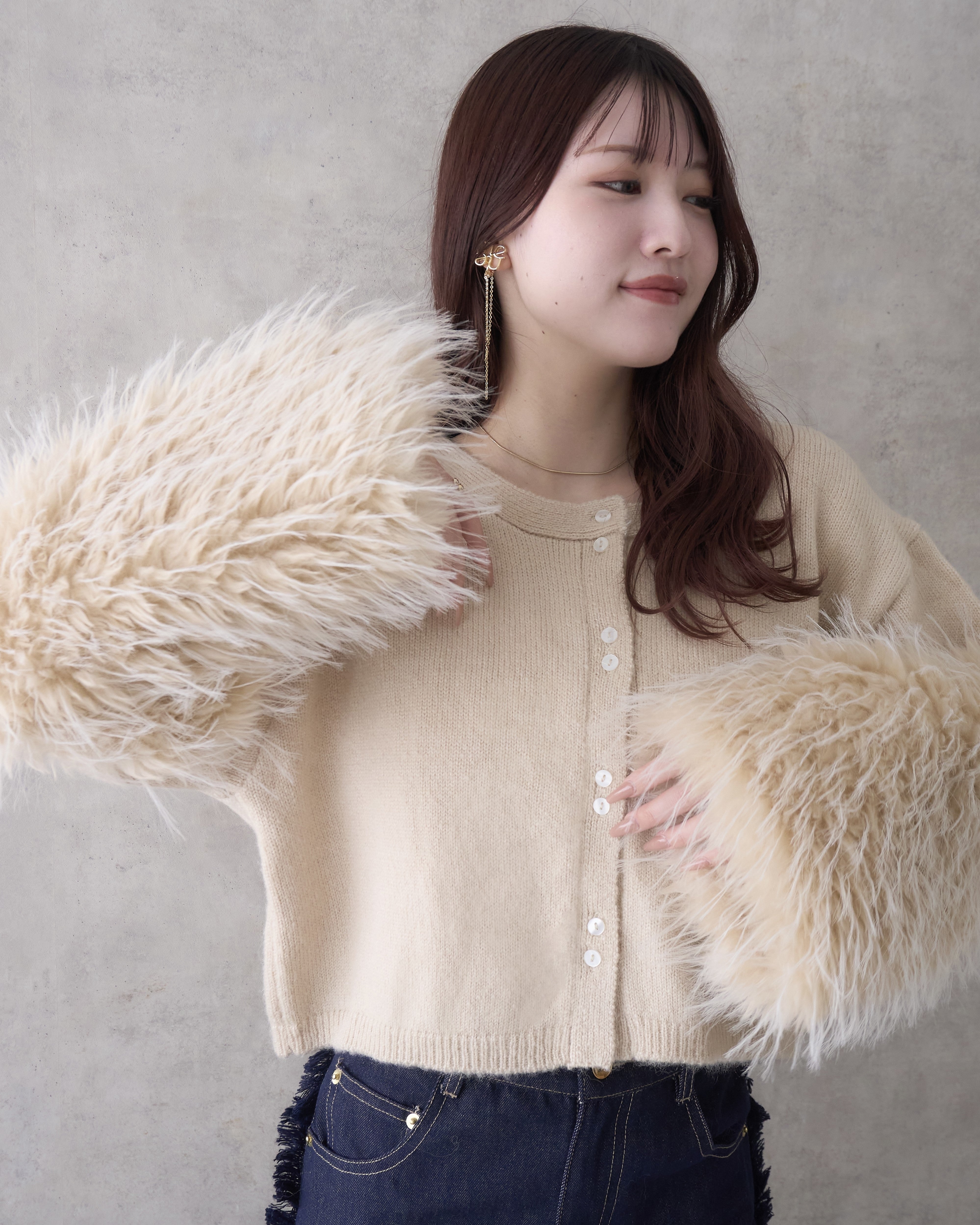 ファースリーブニットカーディガン｜MELLOWNEON (メロウネオン) 公式サイト