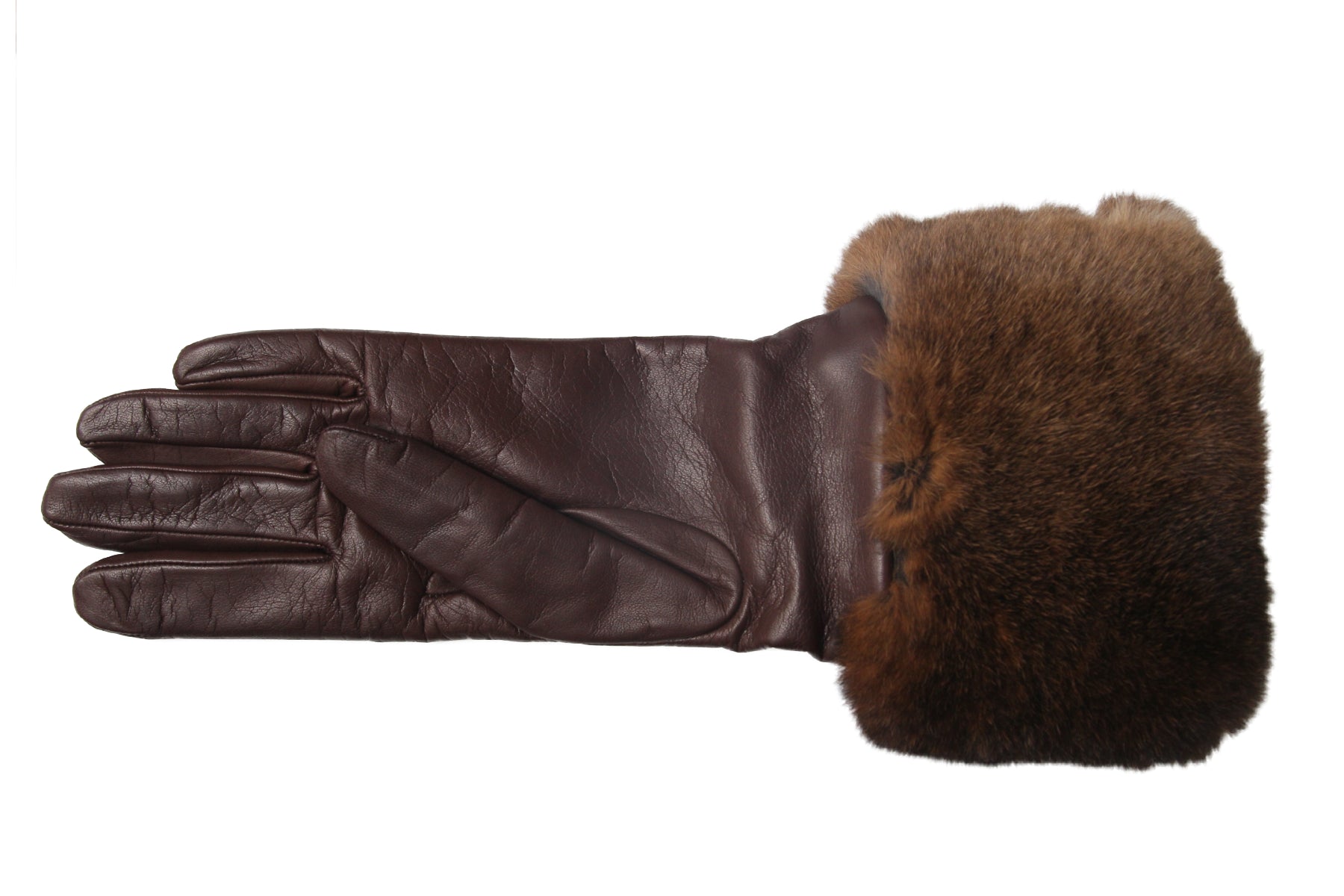 レディース手袋◇ナパレザー◇ダークブラウン/MINK《ノーマル ファー