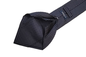 MILANO SERIES ネクタイ ◇ ネイビー×ピンドット (ホワイト