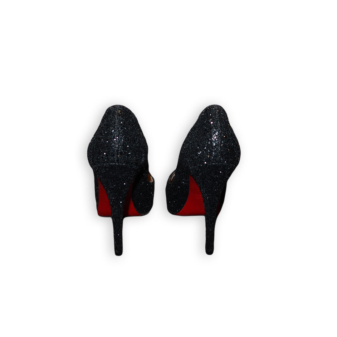 Christian Louboutin Sparkle Peep-Toe Pumps – Size US 8 – Meredith