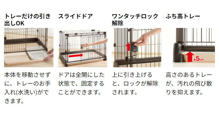 リッチェル サークル ケージ&屋根面 セット 120x60cm 高さ60cm 犬小屋