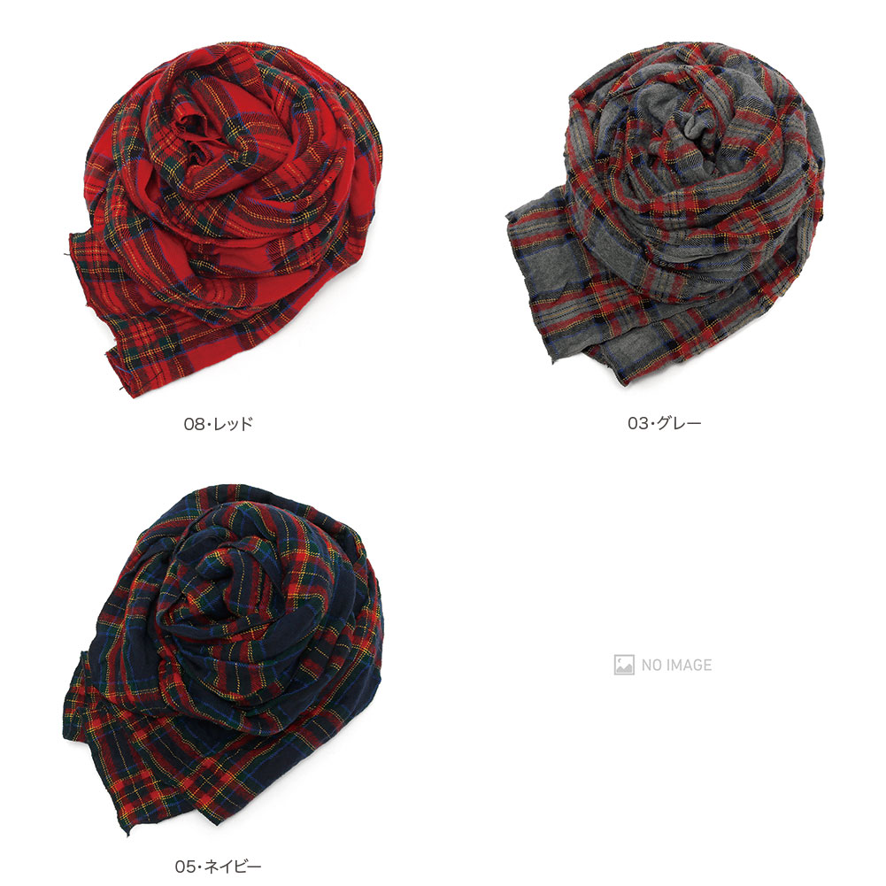 prit[プリット]ウールコットンタータンチェックストール P00640