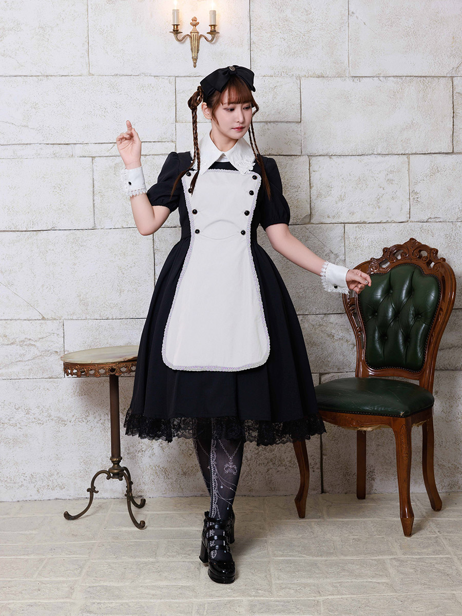 ワンピース・ヴァーニ半袖｜黒x白｜906019 MIHO MATSUDA