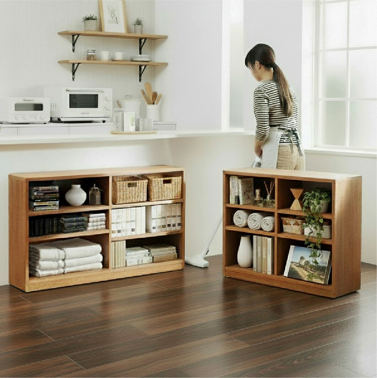 隠しキャスター付きオープンラック 幅120cm 奥行30cm 高さ70cm cr-123