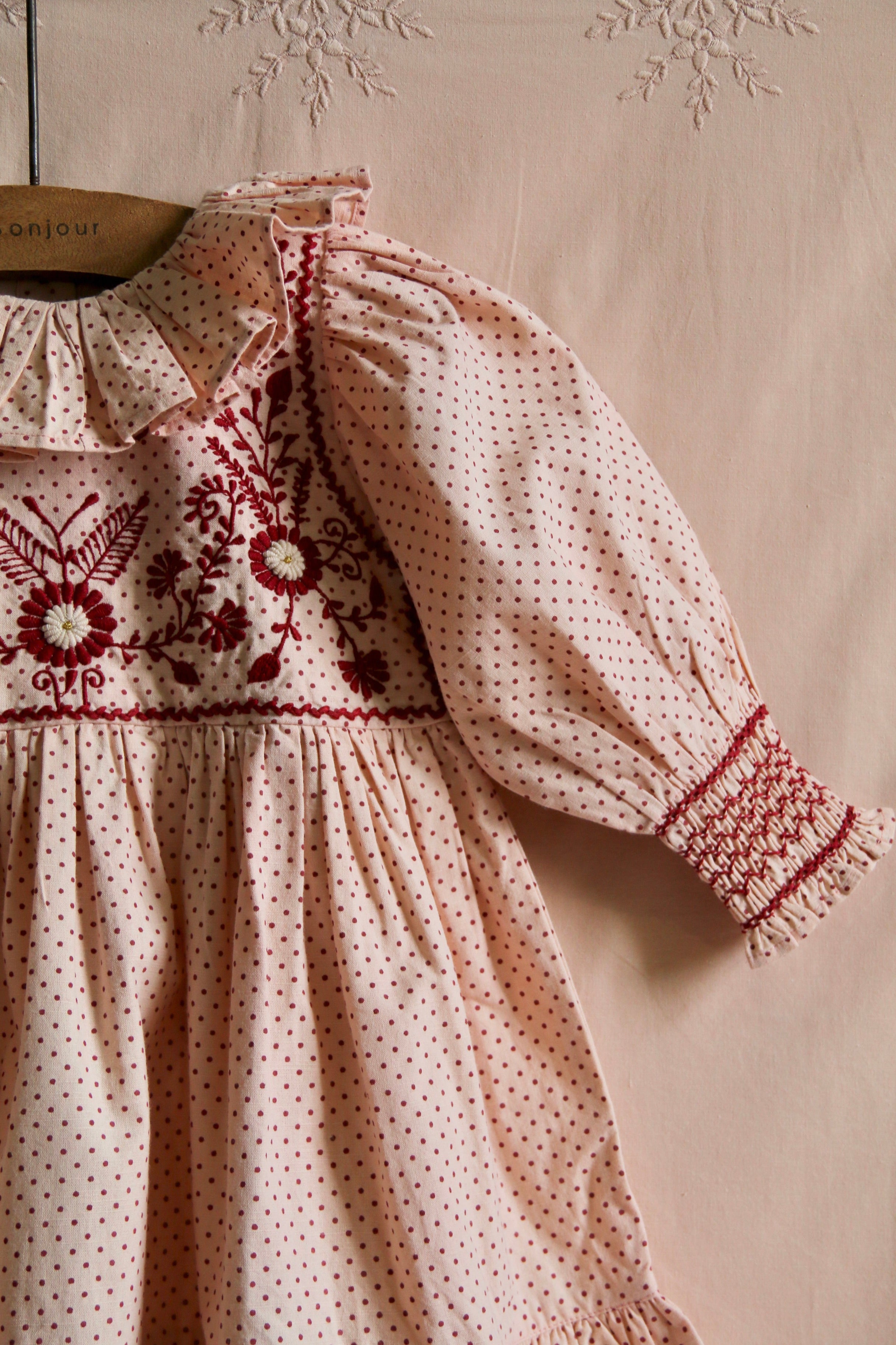 BONJOUR DIARY Tunic DRESS / Iris pink polka dots - Milk + Bots
