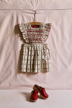 BONJOUR DIARY APRON DRESS / TAPESTRY KHAKI STRIPE - Milk + Bots