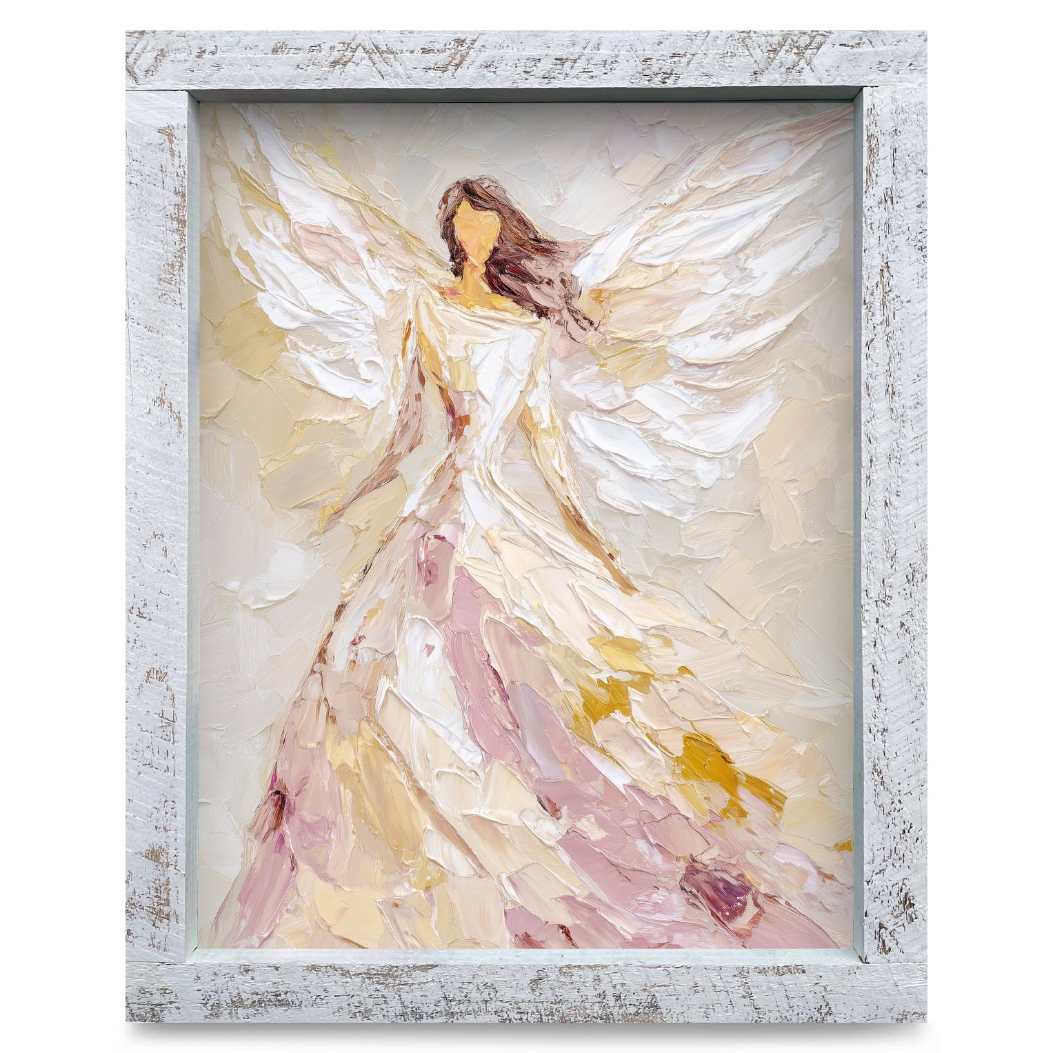 Impasto Angel | Real Wood Framed Wall Art Print – Mill Wood Art