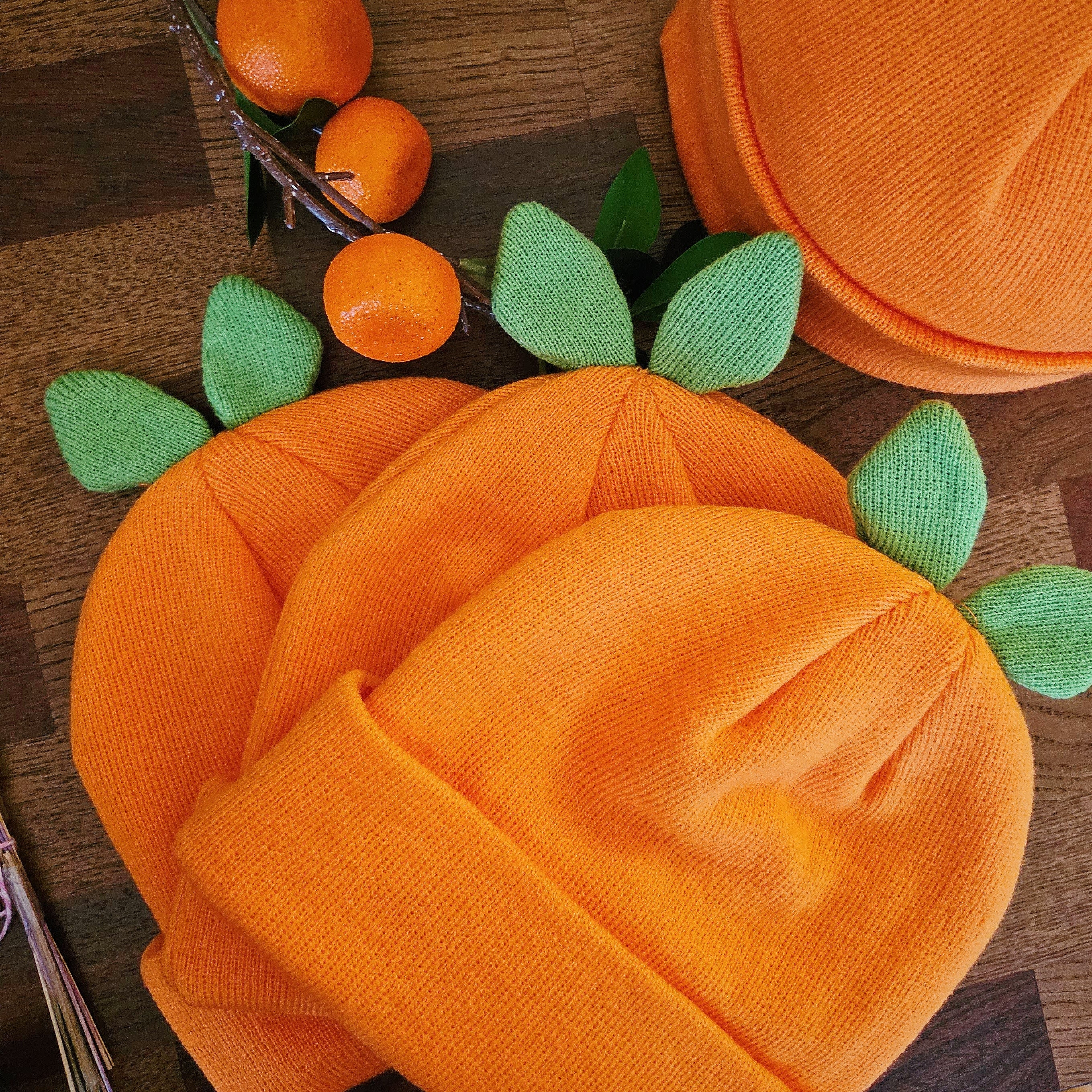 Orange Sprout Leaf Beanie – misomomo