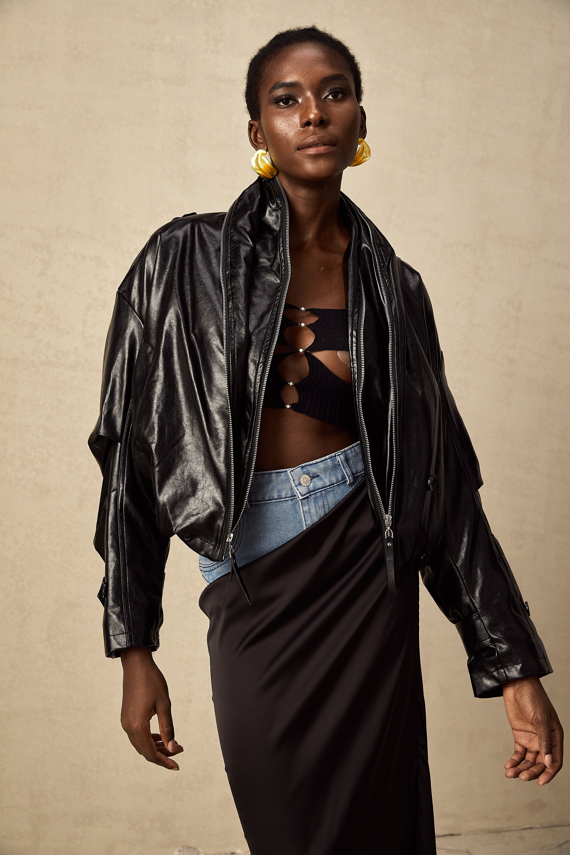 Virginie quilted cropped leather jacket