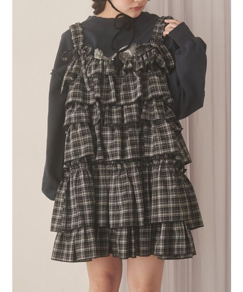 チェックホイップクリームミニワンピース｜メリージェニーの通販