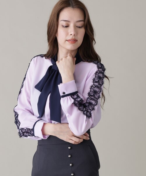 レースコンビバイカラーリボンブラウス｜ピンキーアンドダイアンの通販