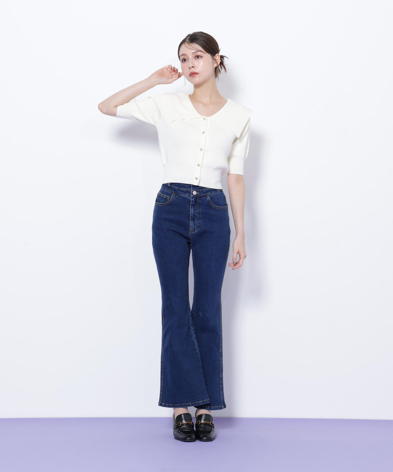 半袖ビッグカラーデザイン釦ニット | JILL by JILL STUART（ジル バイ