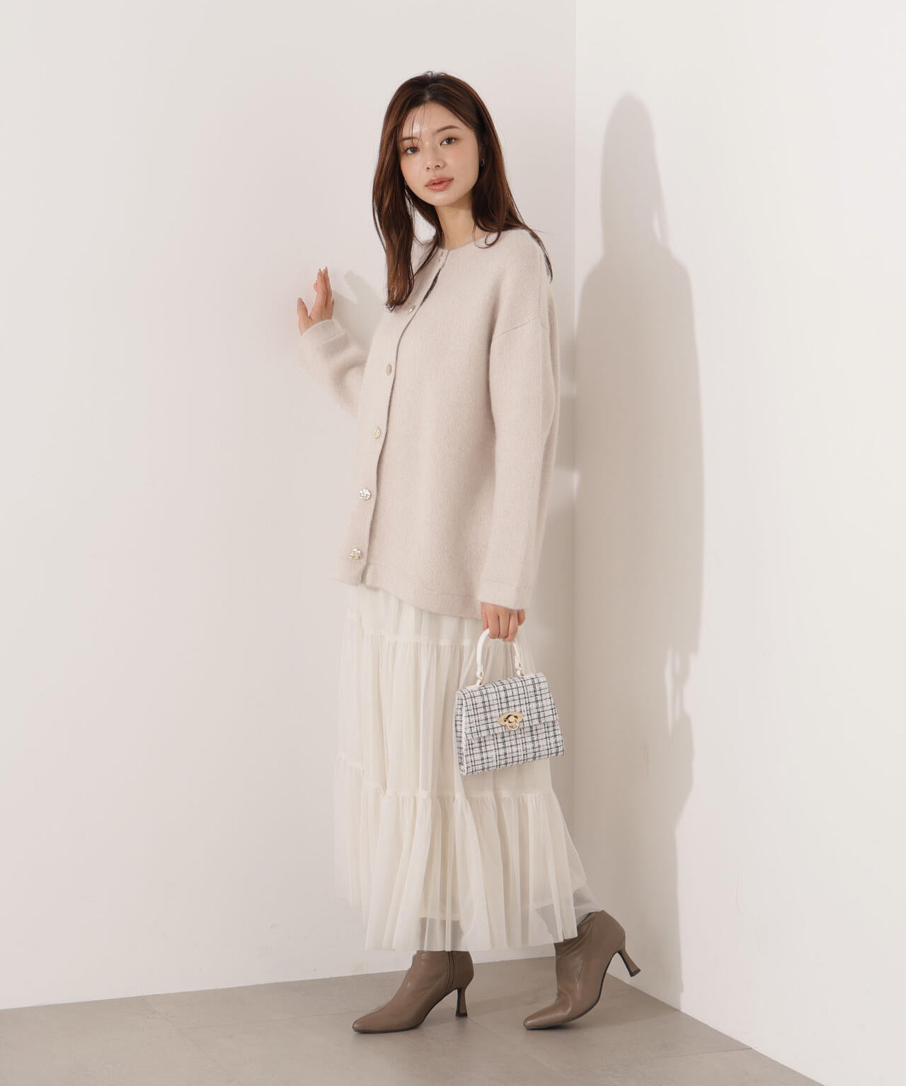 FOX混ダブルフェイスニットカーディガン | PROPORTION BODY DRESSING