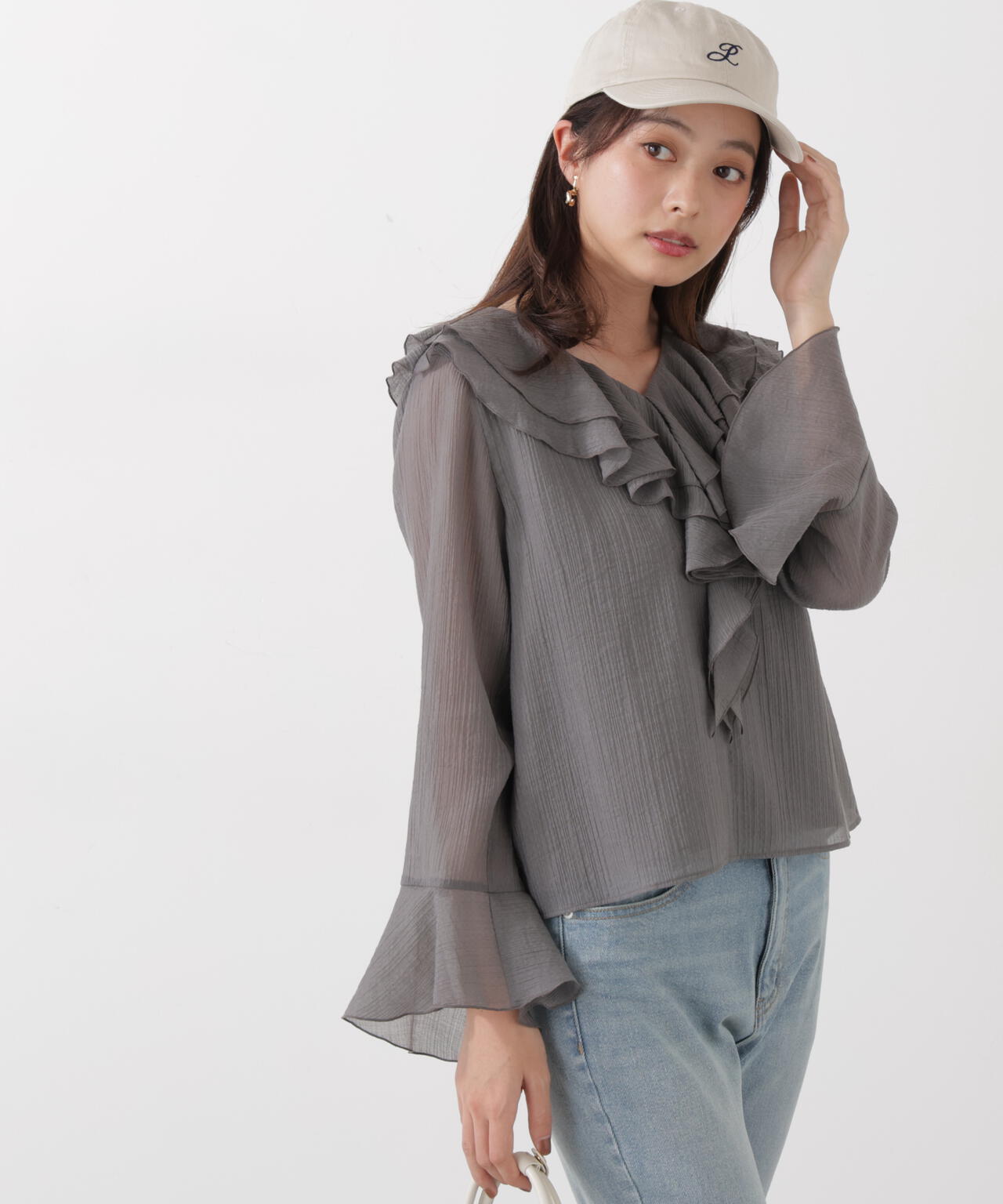 シアー楊柳ラッフルブラウス | PROPORTION BODY DRESSING