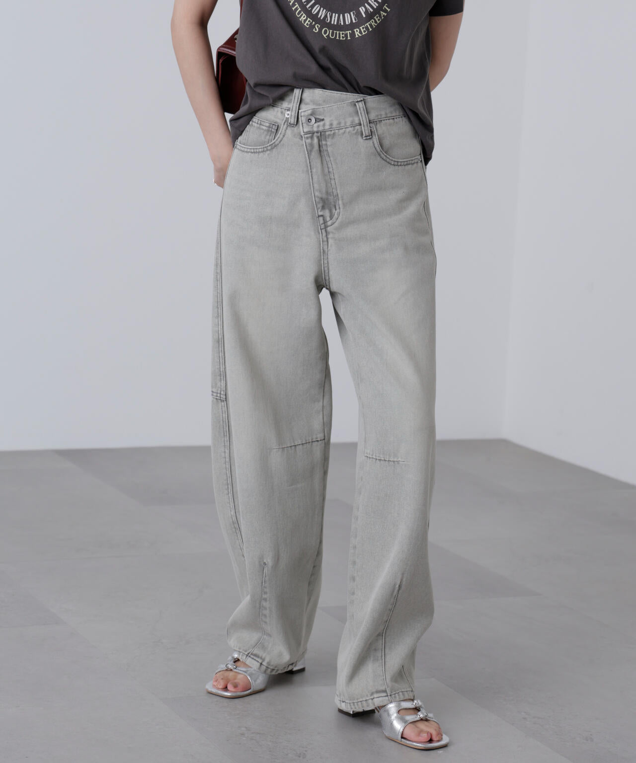 低身長サイズ/Sシリーズ]アシメベルトコクーンデニムパンツ | FREE'S