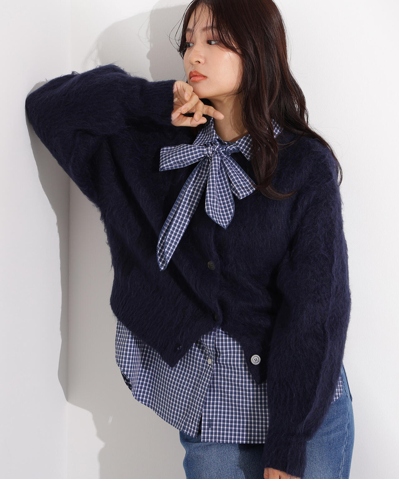 岸本セシルさん着用】クルーネックフェザーカーディガン | N. Natural