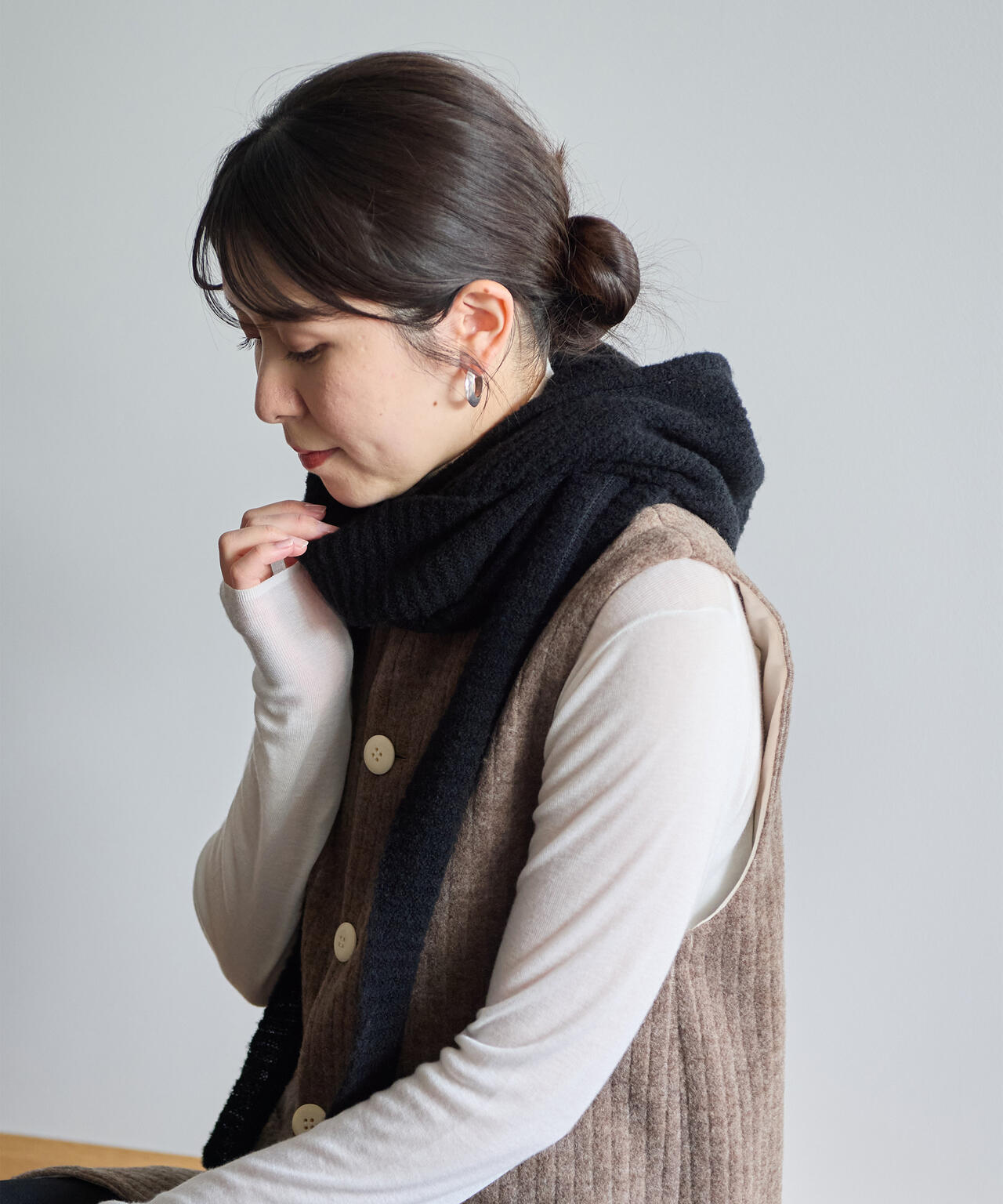 KIJIMA TAKAYUKI / BOUCLE KNIT HOODED SCARF | THE LIBRARY（ザ