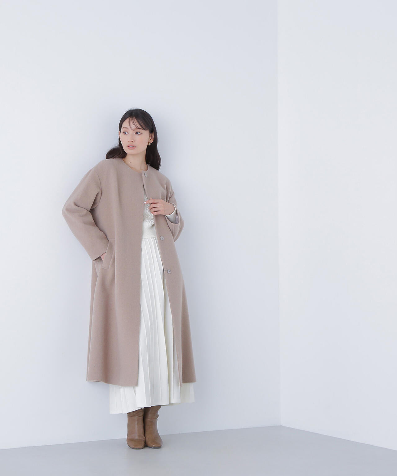 フォルムノーカラーロングコート | NATURAL BEAUTY BASIC（ナチュラル
