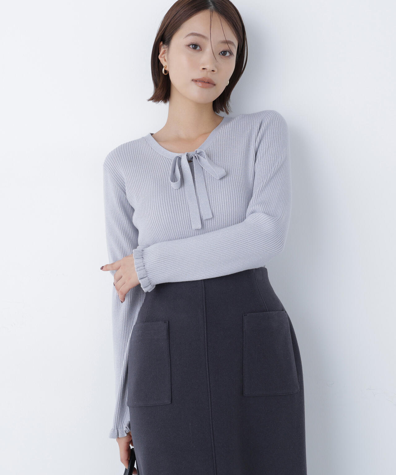 ラメリブボウタイニット | NATURAL BEAUTY BASIC（ナチュラル