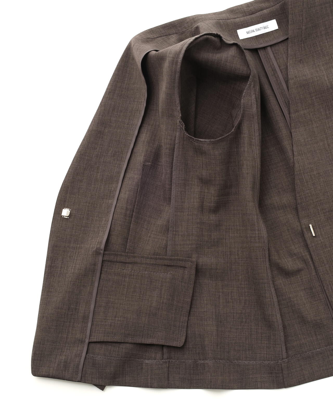 リネンライク SETUP ノーカラージャケット | NATURAL BEAUTY BASIC