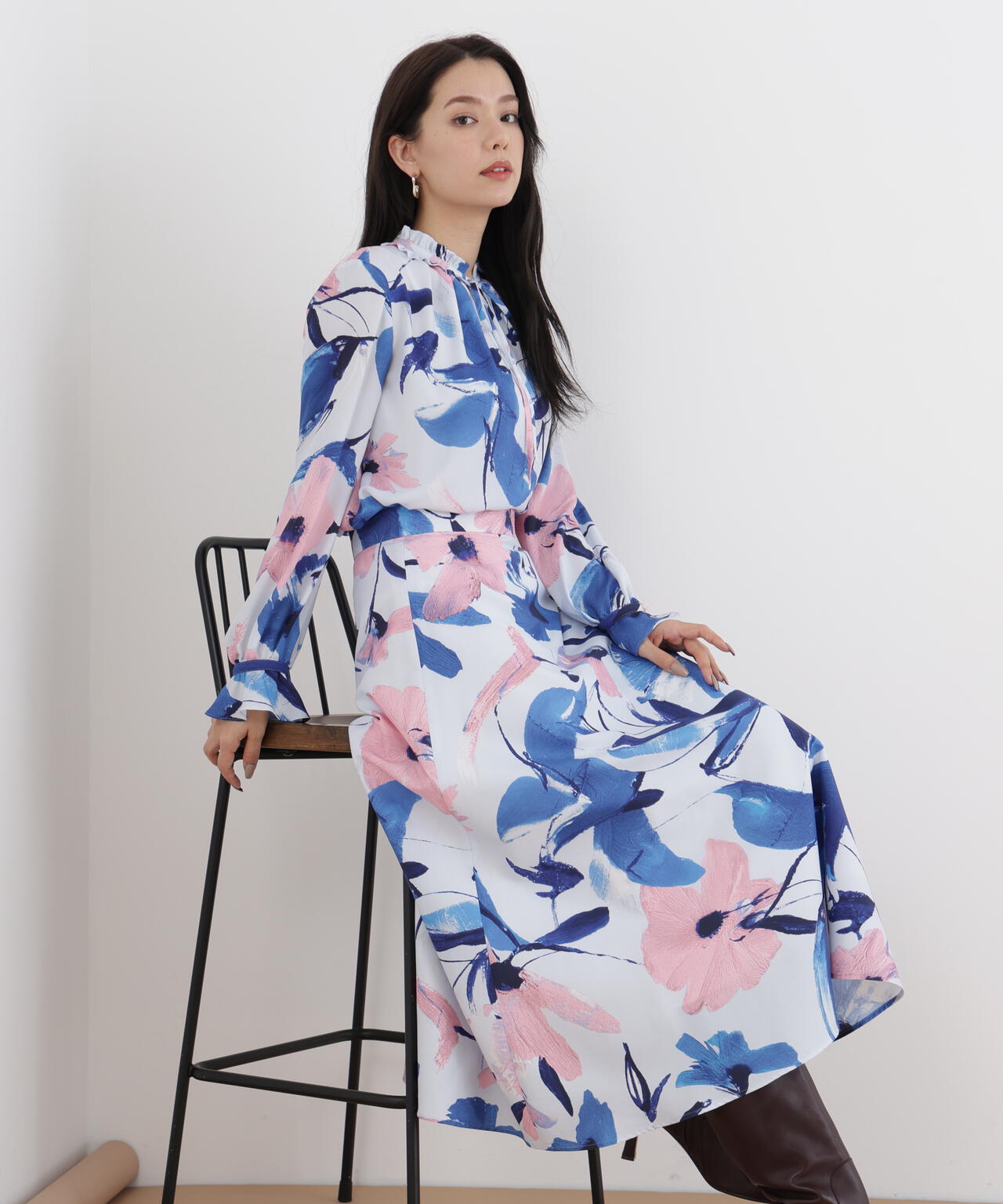 フラワープリントタフタフレアースカート | PINKY&DIANNE（ピンキー