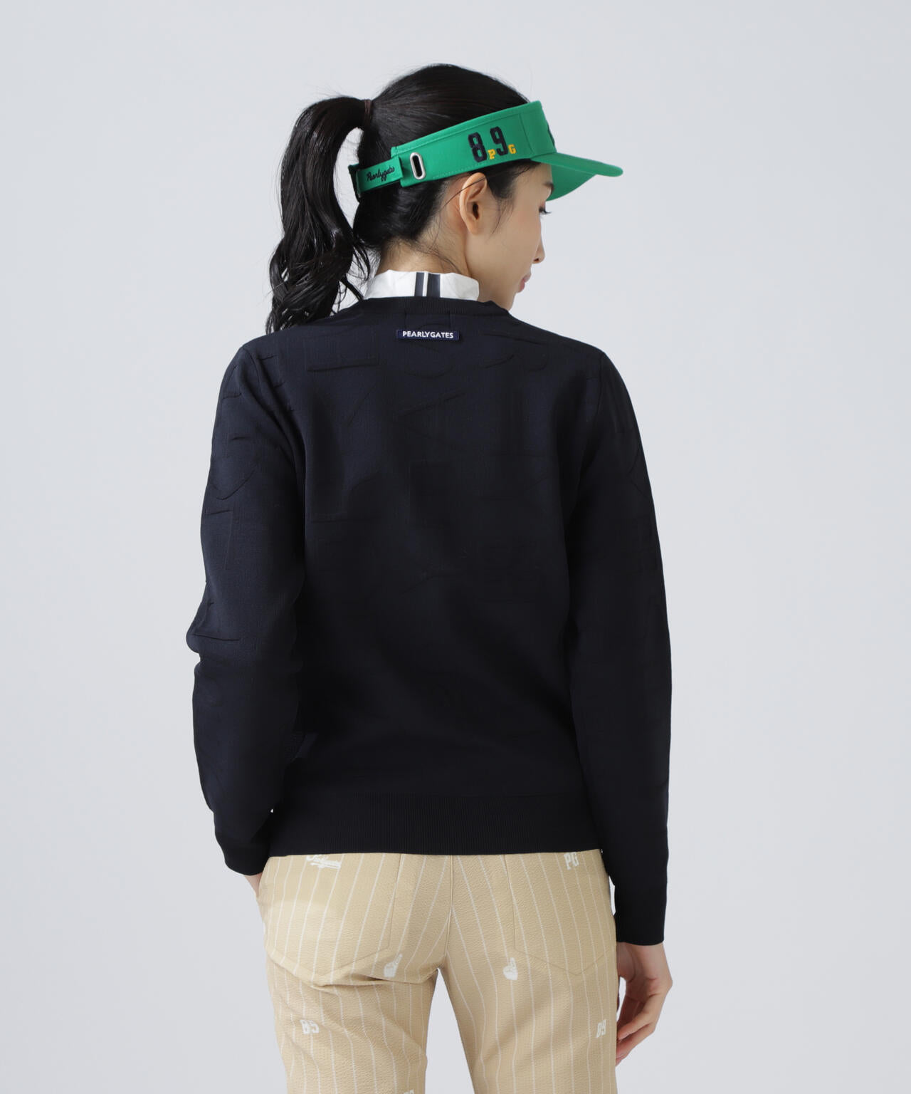 14Gクルーネックニットプルオーバー ＜ジャガードロゴ総柄＞ | PEARLY