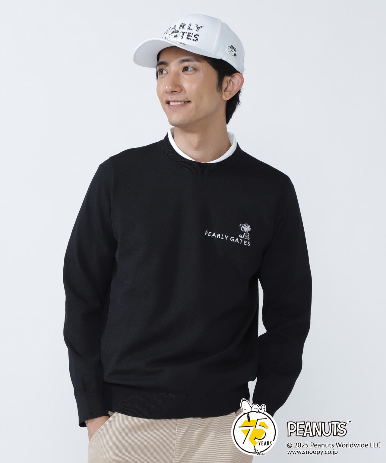 SNOOPY】14G 部分JQクルーネックニットプルオーバー | PEARLY GATES