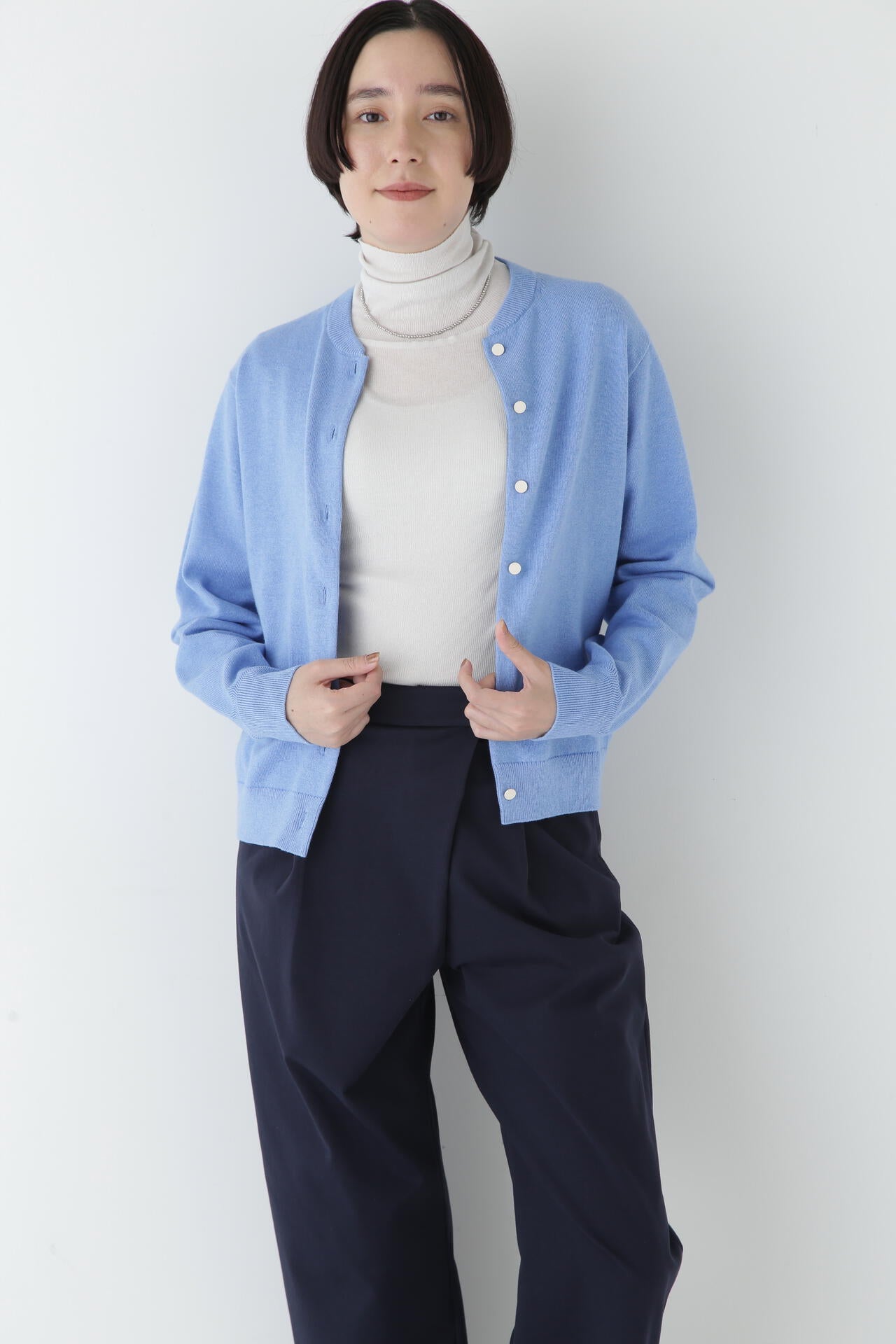 ウォッシャブル】コットンカシミヤ クルーネックカーディガン | human