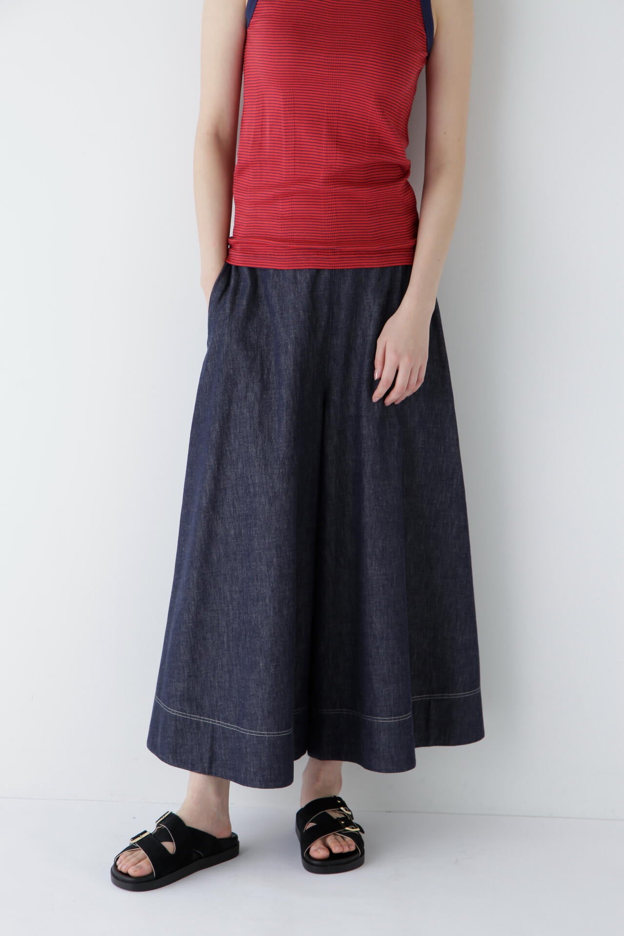 ライトオンスデニムフレアースカーチョ | human woman（ヒューマン