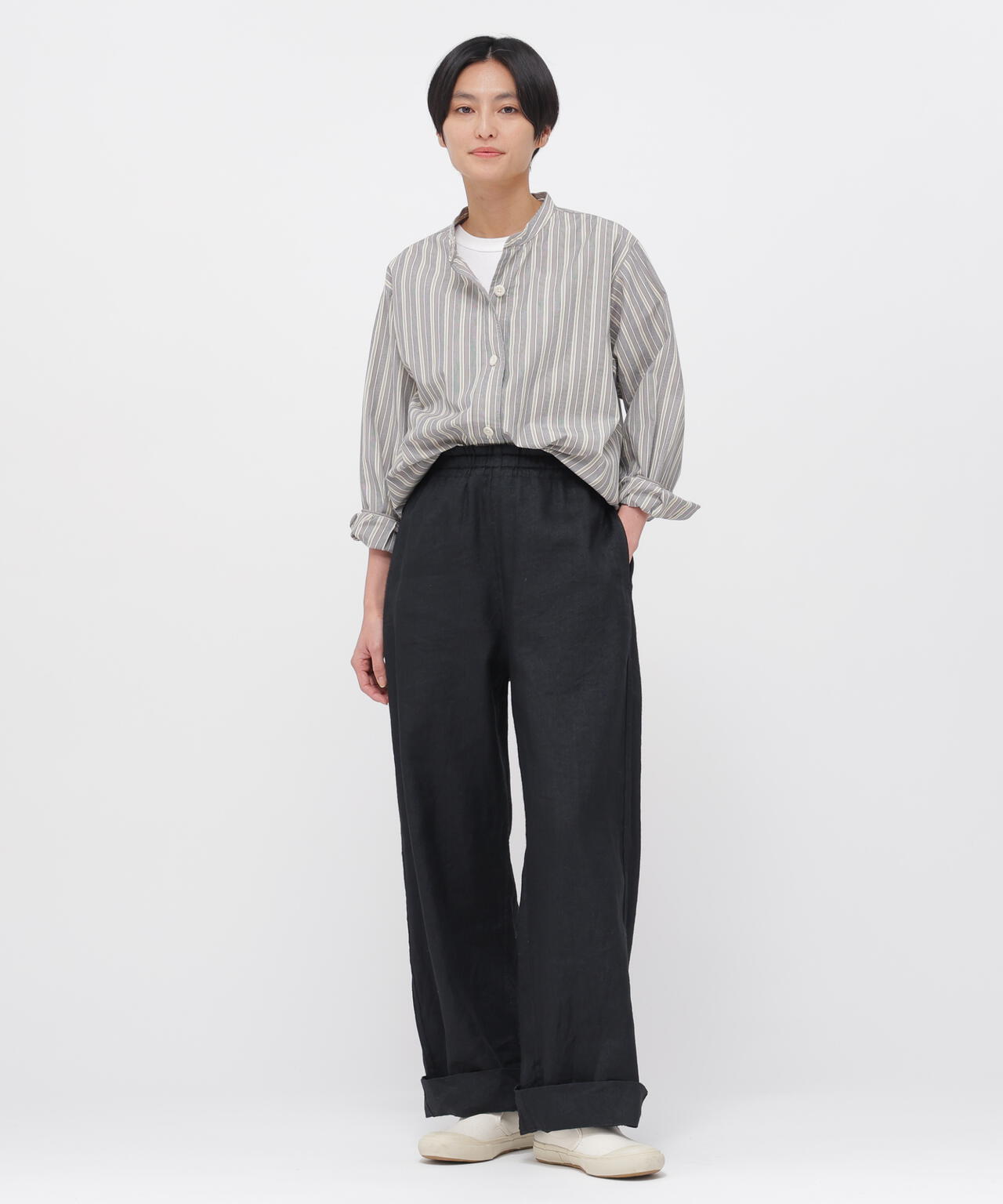 FADED WOOL LINEN TWILL TROUSERS | MARGARET HOWELL（マーガレット