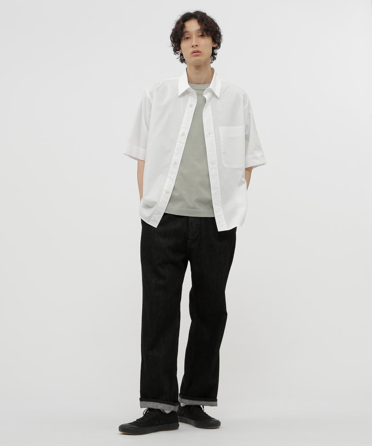 MHL. FADED LINEN COTTON PLAINWEAVEリネンシャツ FADED LINEN COTTON