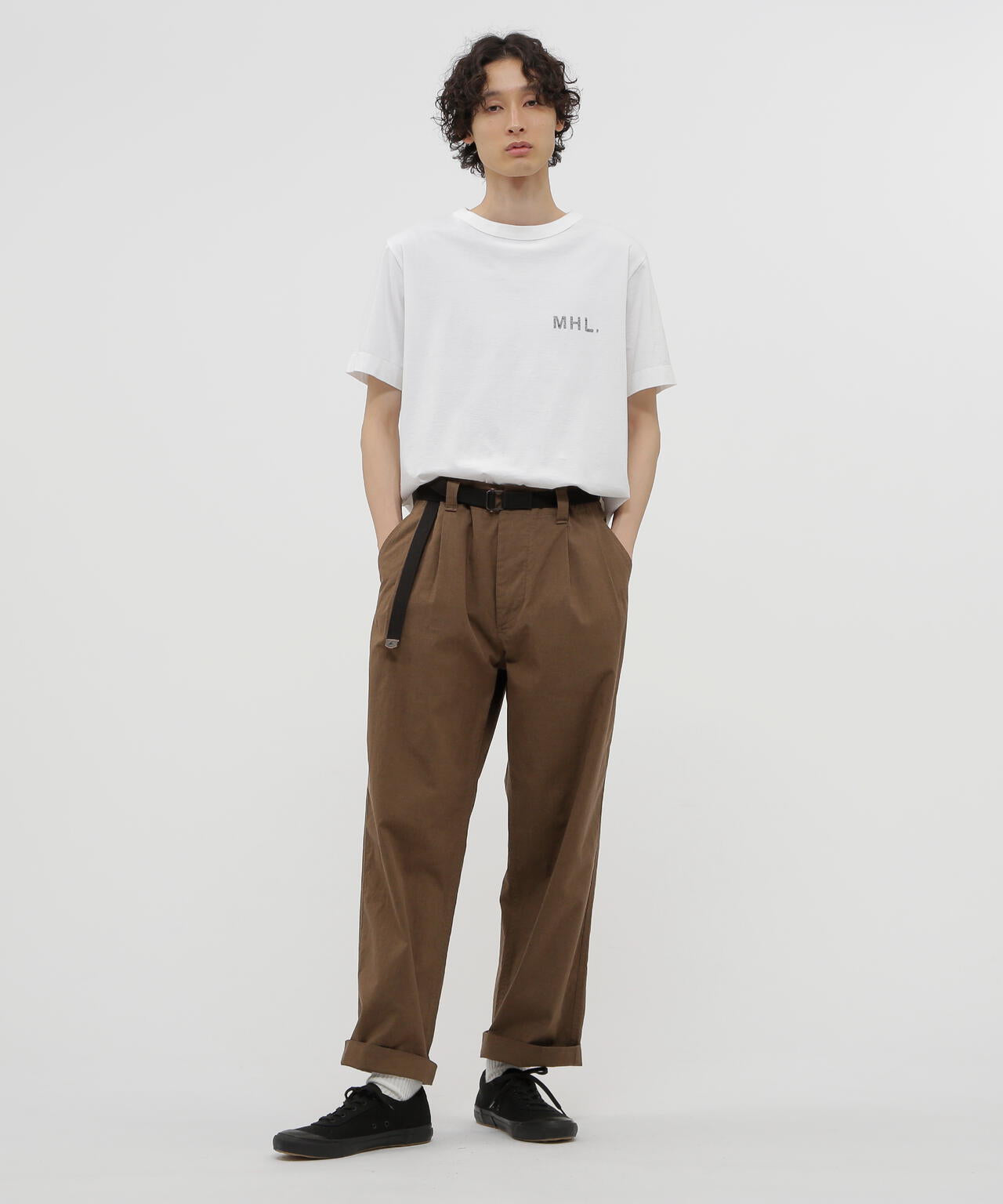 MHL. FADED LINEN COTTON PLAINWEAVEリネンシャツ FADED LINEN COTTON