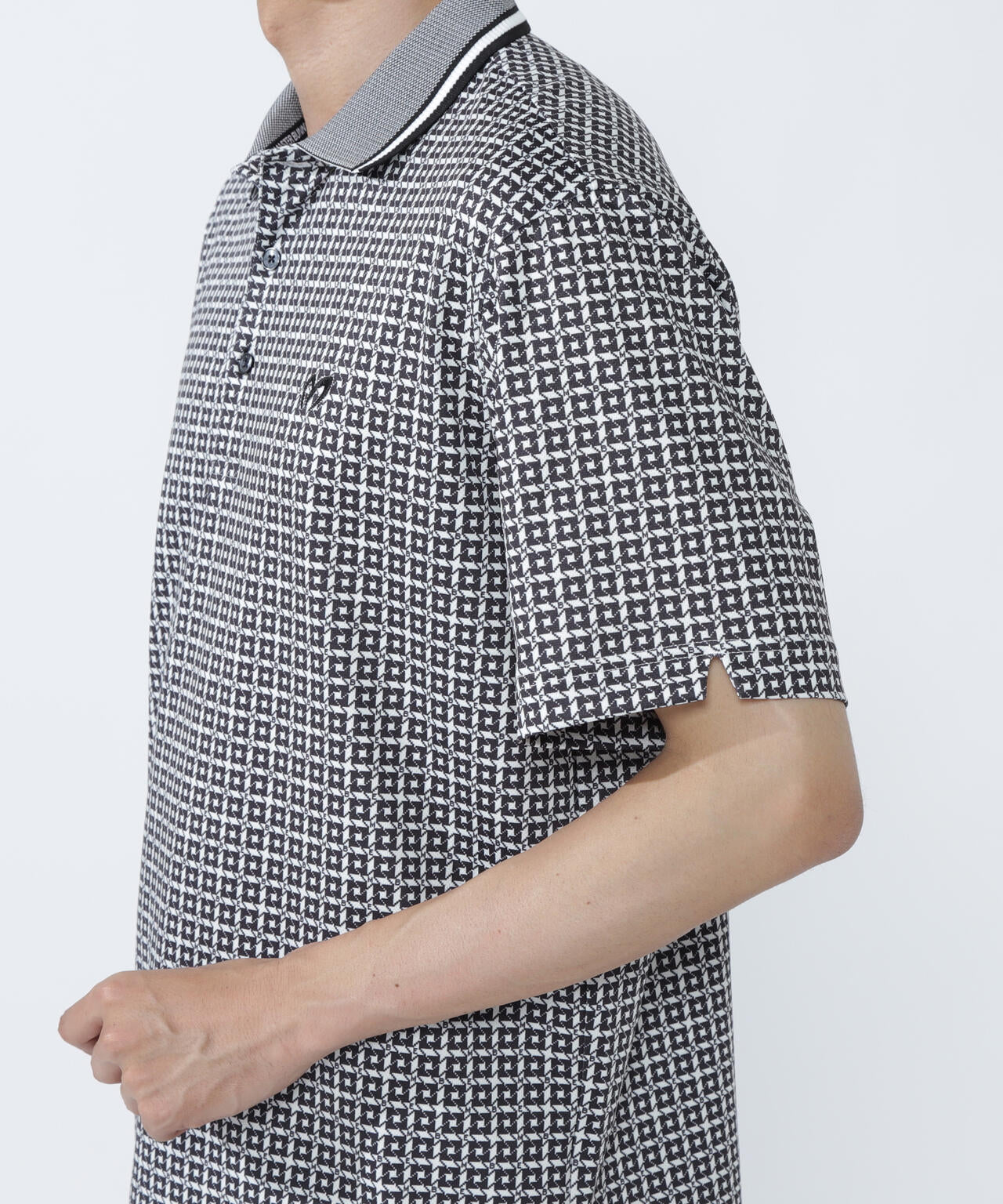 SPX150d天竺×カノコボーダー半袖ポロシャツ ＜千鳥プリント＞ | MASTER