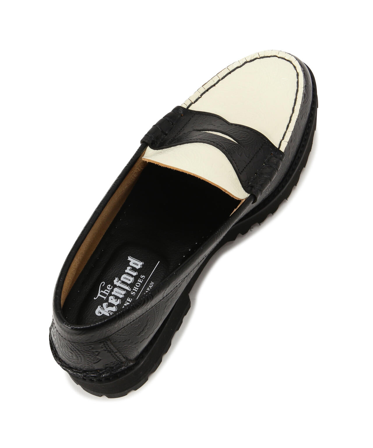 The Kenford Fineshoes/PAISLEY TANK SOLE LOAFERS BLACK×WHITE